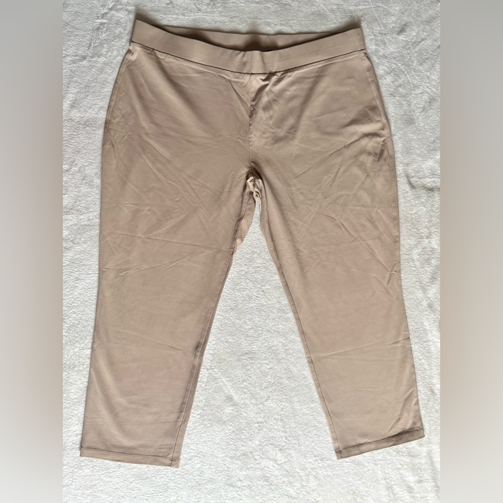 Susan Graver Weekend XL Petite Dark Stone Premium Stretch Slim Leg Pull On Pants